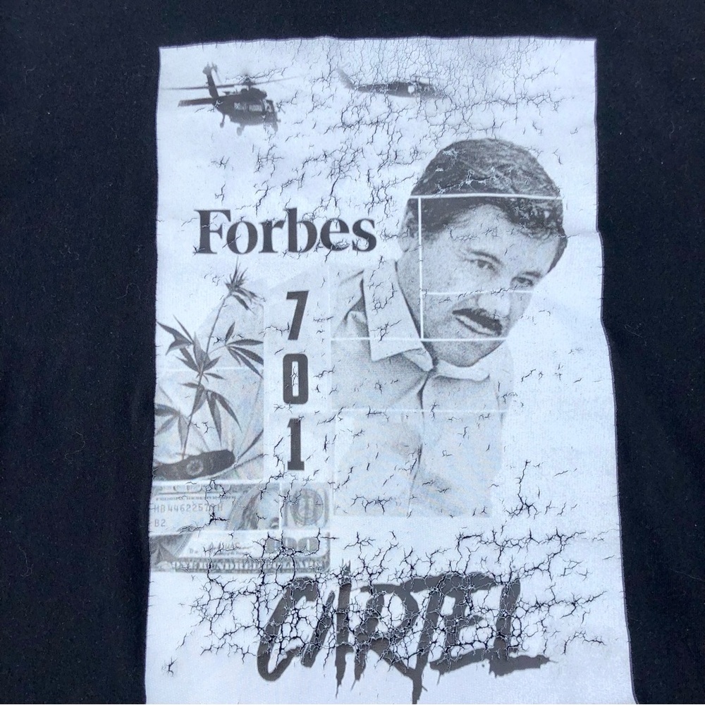 El Chapo Shirt Cartel Forbes Mexican Lord Narcos Tee Black Sz large